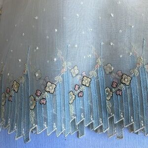 Antique (ca1920s/1930s) organdy hem fabric, sheer w/floral & striped embroidery